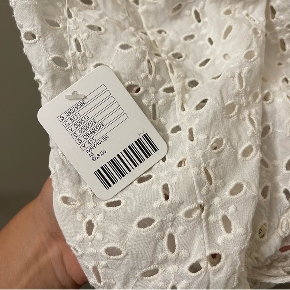 NWT Free People boho Soulshine Eyelet Ruffle Tank Top in Ivory white size medium - Picture 7 of 10